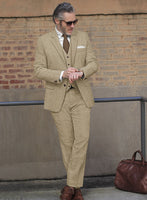 Naples Wide Herringbone Dark Beige Tweed Suit - StudioSuits