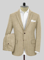 Naples Wide Herringbone Dark Beige Tweed Suit - StudioSuits