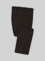 Naples Wide Herringbone Dark Brown Tweed Pants - StudioSuits