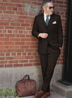 Naples Wide Herringbone Dark Brown Tweed Suit - StudioSuits