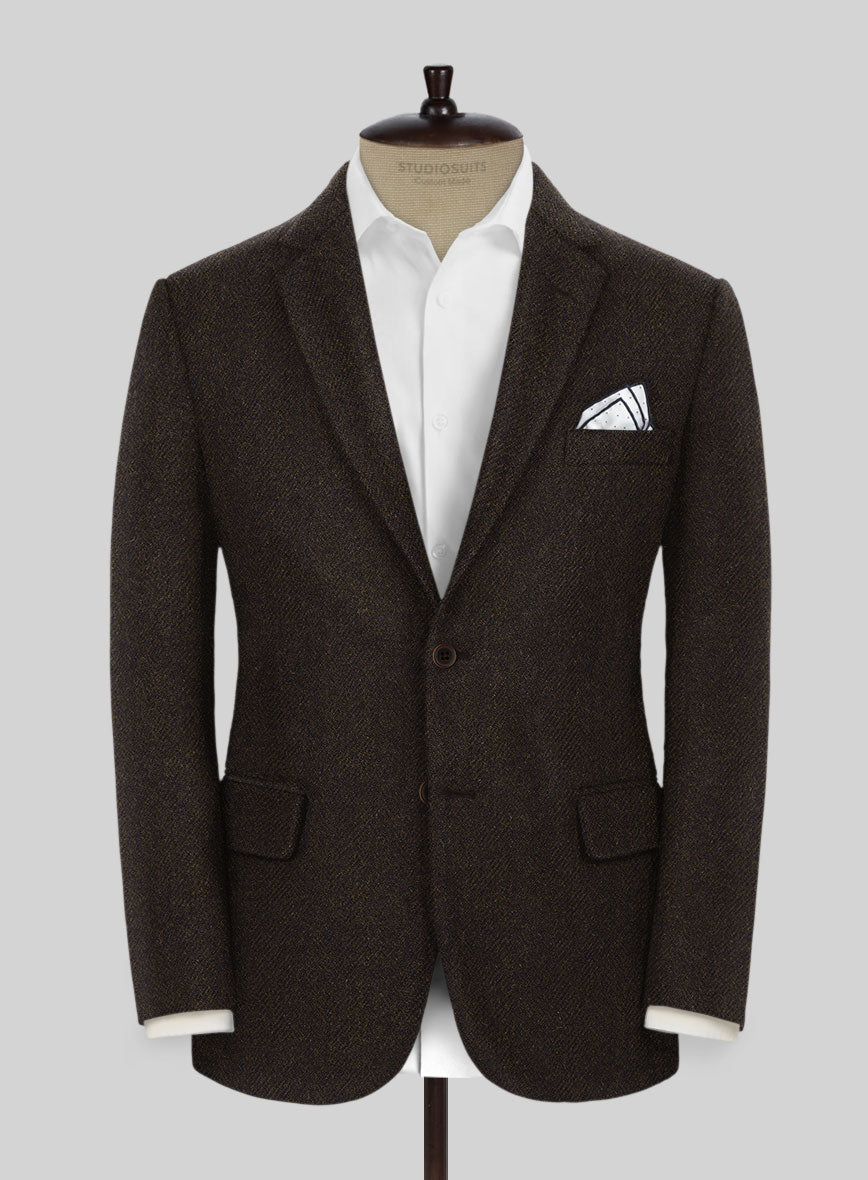 Naples Wide Herringbone Dark Brown Tweed Suit - StudioSuits