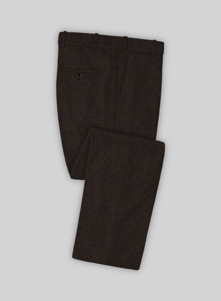 Naples Wide Herringbone Dark Brown Tweed Suit - StudioSuits
