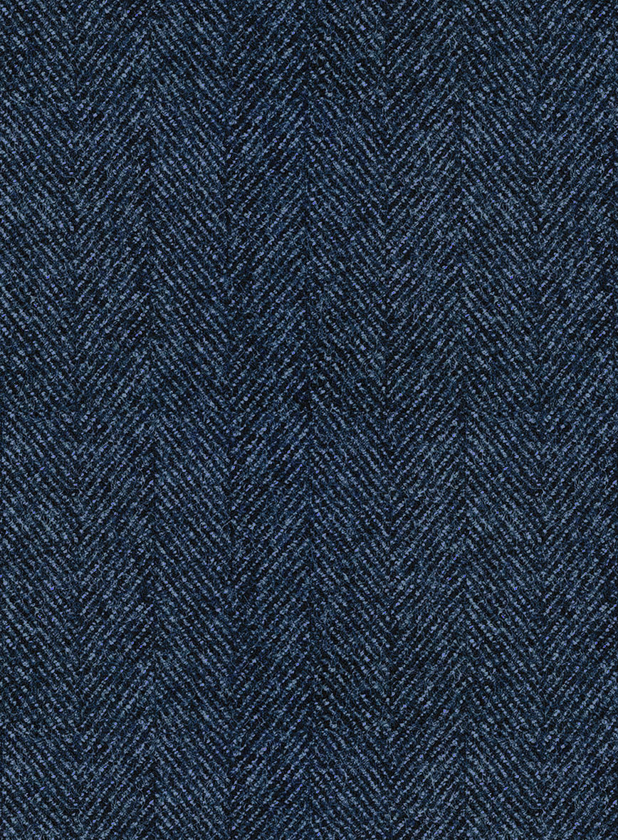 Naples wide Herringbone Royal Blue Tweed Jacket - StudioSuits