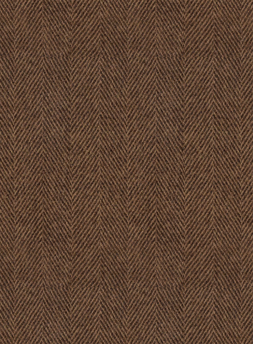 Naples wide Herringbone Tan Tweed Pea Coat - StudioSuits