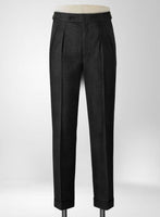 Napolean Bob Weave Charcoal Wool Highland Trousers - StudioSuits