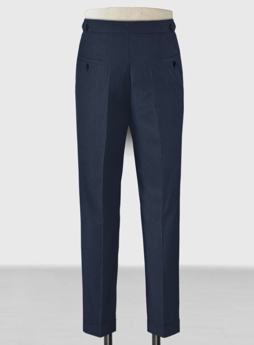 Napolean Ink Blue Wool Highland Trousers - StudioSuits