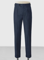 Napolean Ink Blue Wool Highland Trousers - StudioSuits