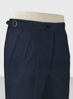 Napolean Ink Blue Wool Highland Trousers - StudioSuits