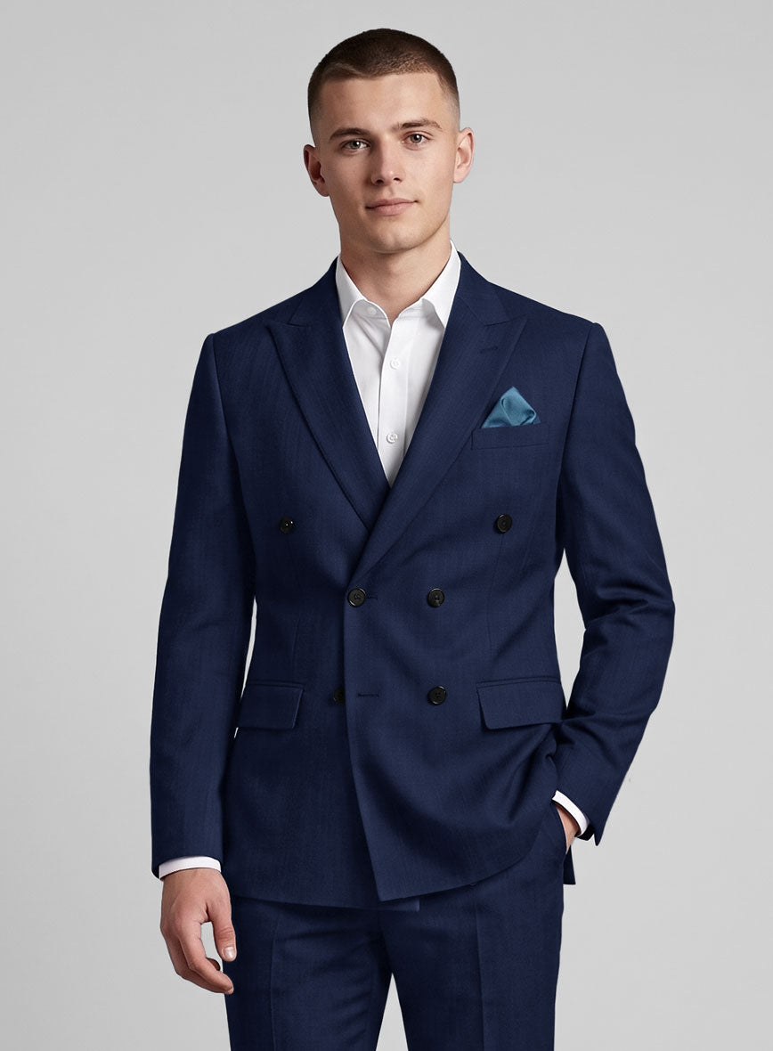 Napolean Bottle Blue Wool Double Breasted Suit - StudioSuits
