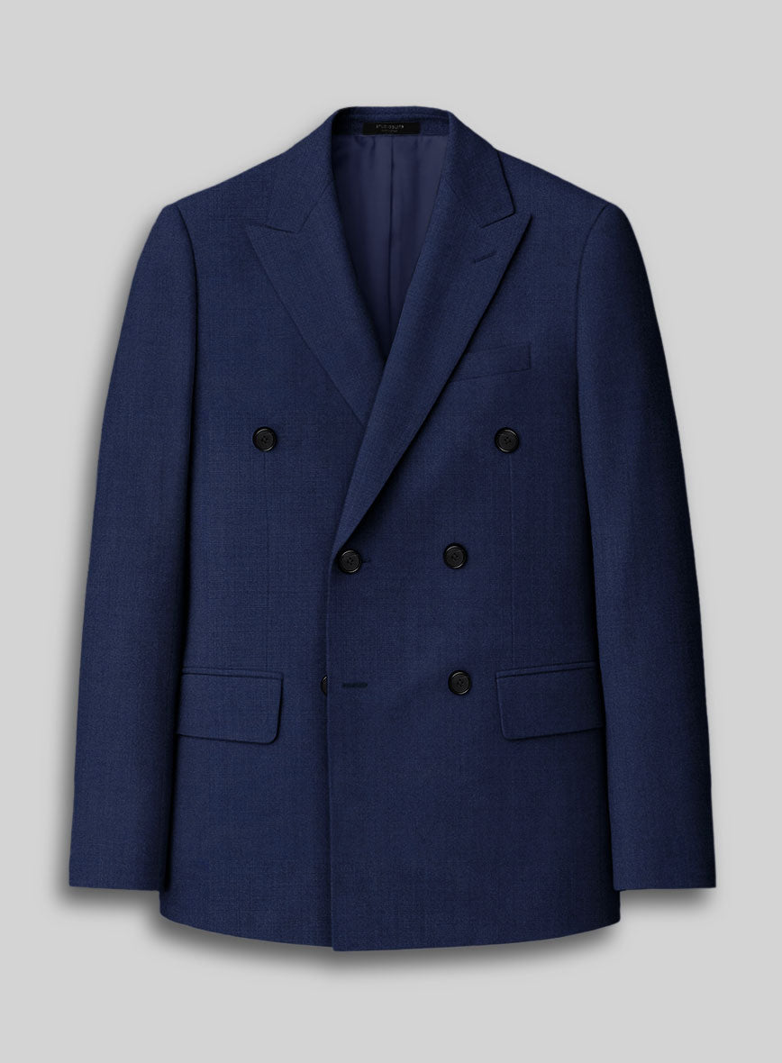 Napolean Bottle Blue Wool Double Breasted Jacket - StudioSuits