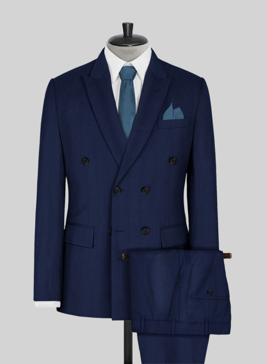 Napolean Bottle Blue Wool Double Breasted Suit - StudioSuits