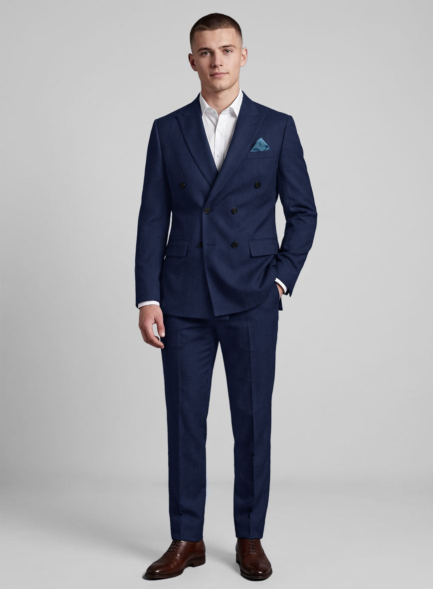 Napolean Bottle Blue Wool Double Breasted Suit - StudioSuits