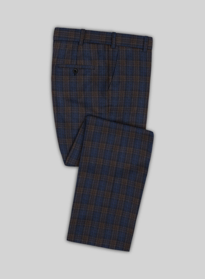 Reda Adlis Blue Checks Wool Pants - StudioSuits