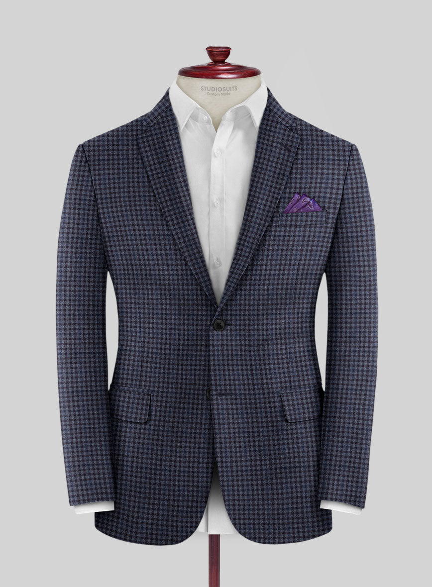 Reda Baez Blue Checks Wool Jacket - StudioSuits