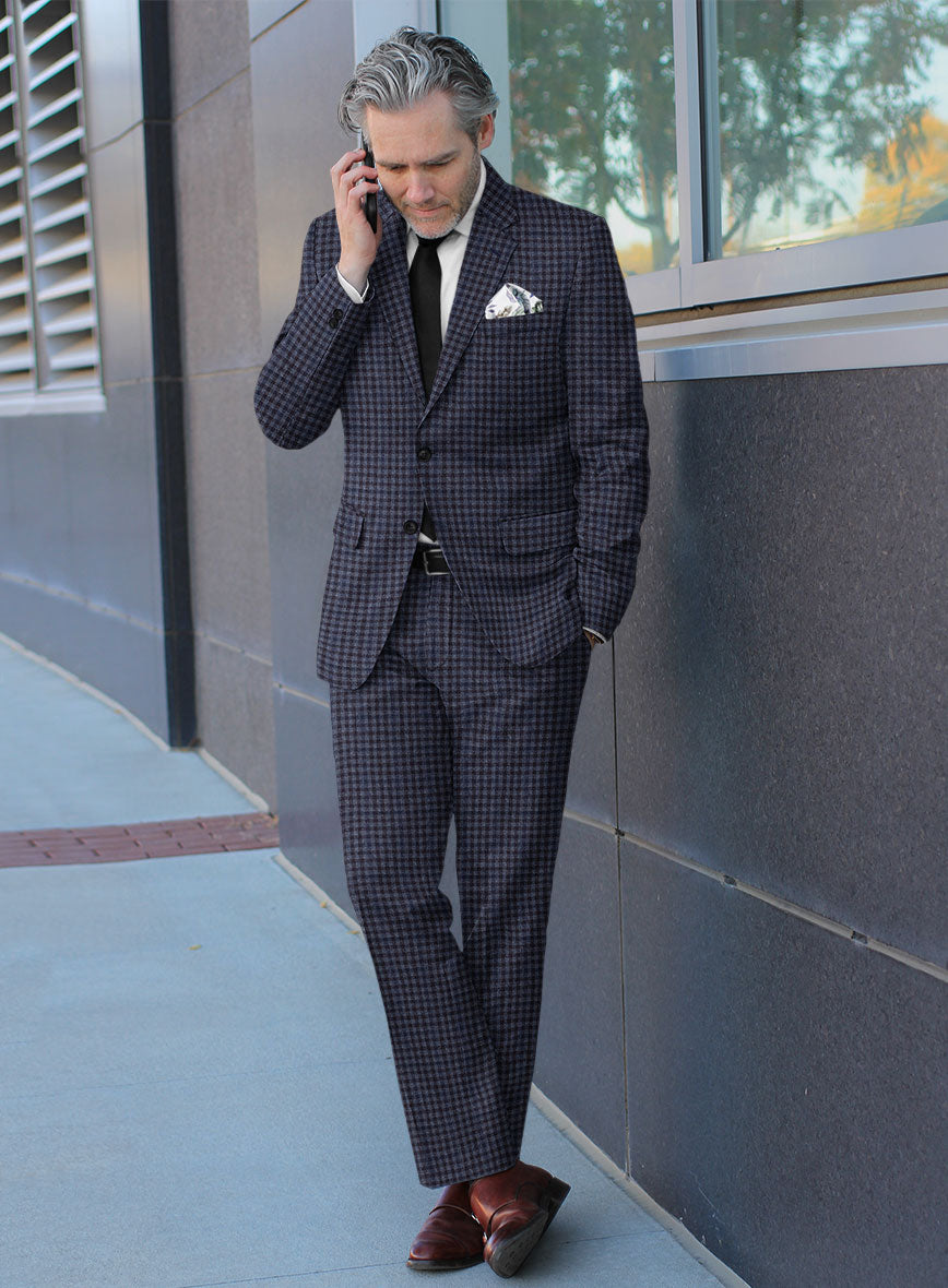 Reda Baez Blue Checks Wool Suit - StudioSuits