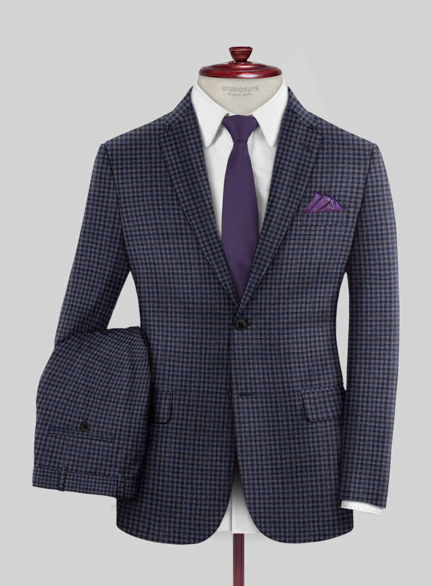 Reda Baez Blue Checks Wool Suit - StudioSuits
