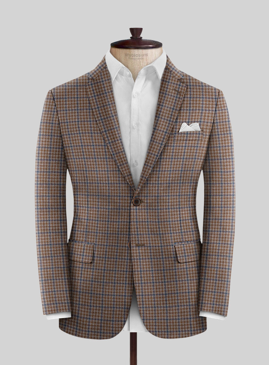 Reda Baez Brown Checks Wool Jacket - StudioSuits