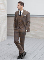 Reda Baez Brown Checks Wool Suit - StudioSuits