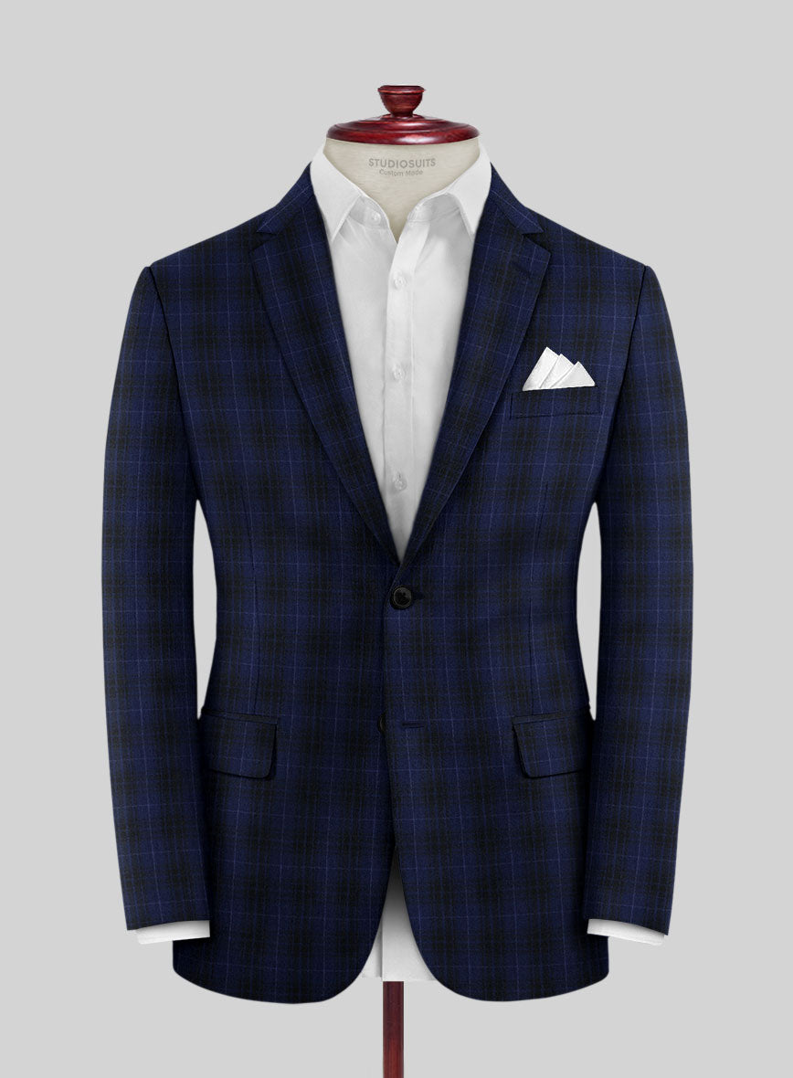 Reda Ballio Blue Checks Wool Jacket - StudioSuits