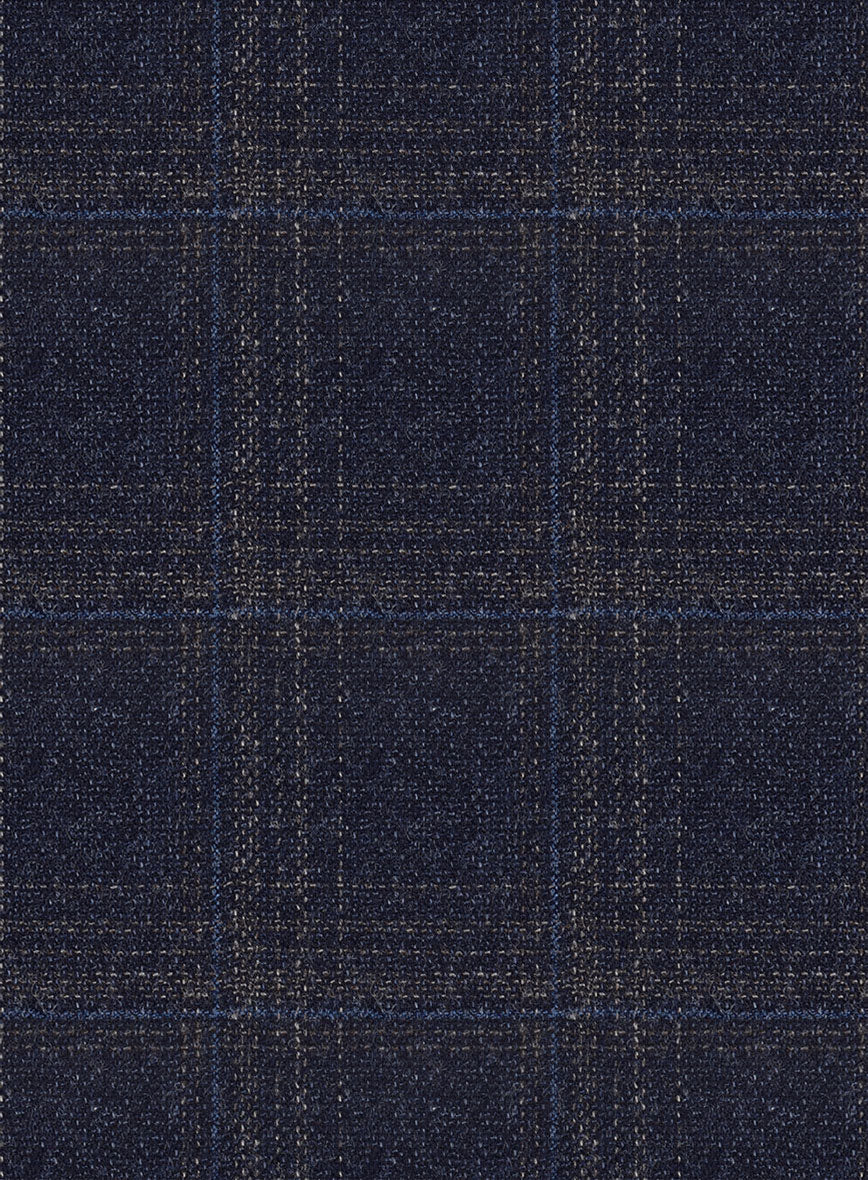 Reda Berato Navy Blue Checks Wool Jacket - StudioSuits