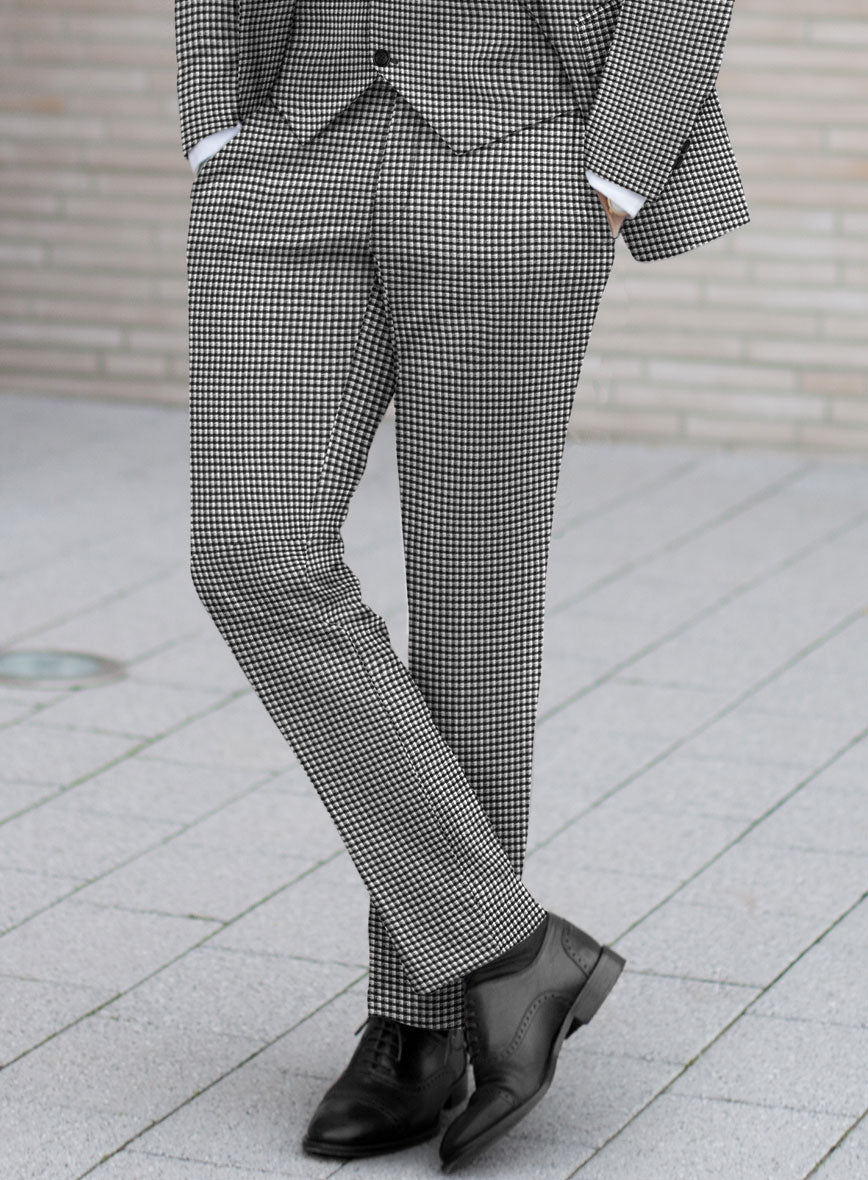 Reda Beltra Black Checks Wool Pants - StudioSuits