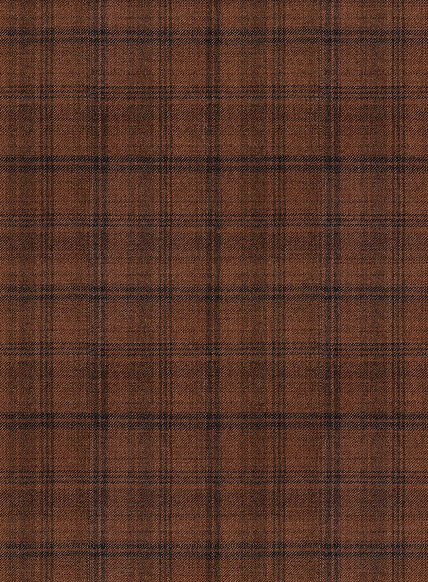 Reda Carrot Brown Checks Wool Pants - StudioSuits