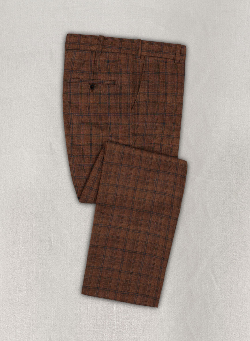 Reda Carrot Brown Checks Wool Suit - StudioSuits
