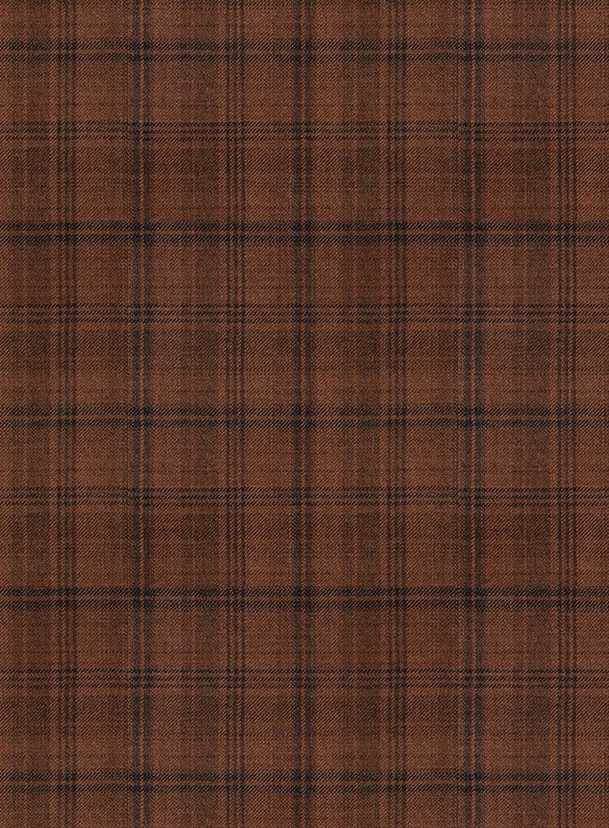 Reda Carrot Brown Checks Wool Suit - StudioSuits