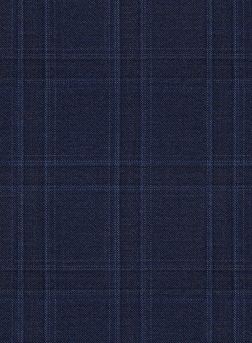 Reda Dark Navy Checks Wool Jacket - StudioSuits