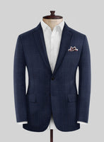 Reda Dark Navy Checks Wool Jacket - StudioSuits