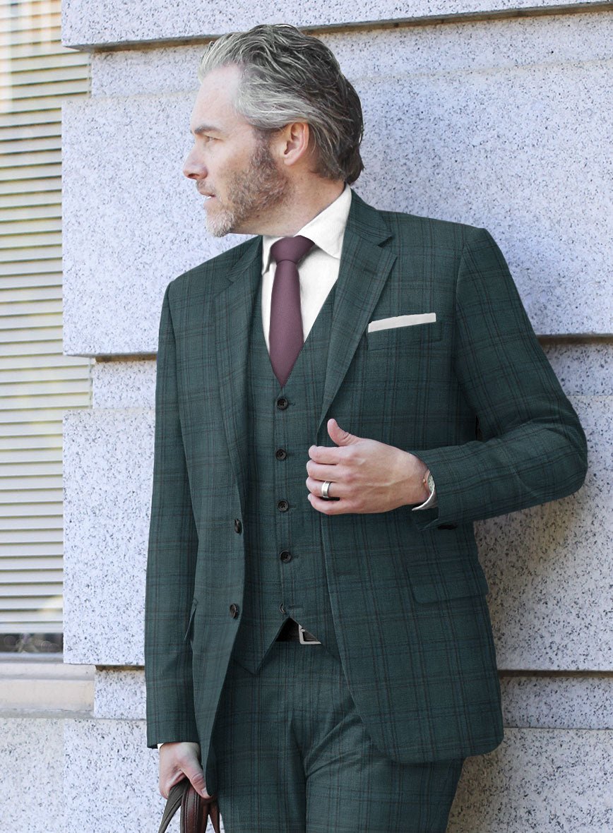 Reda Dark Teal Checks Wool Jacket - StudioSuits