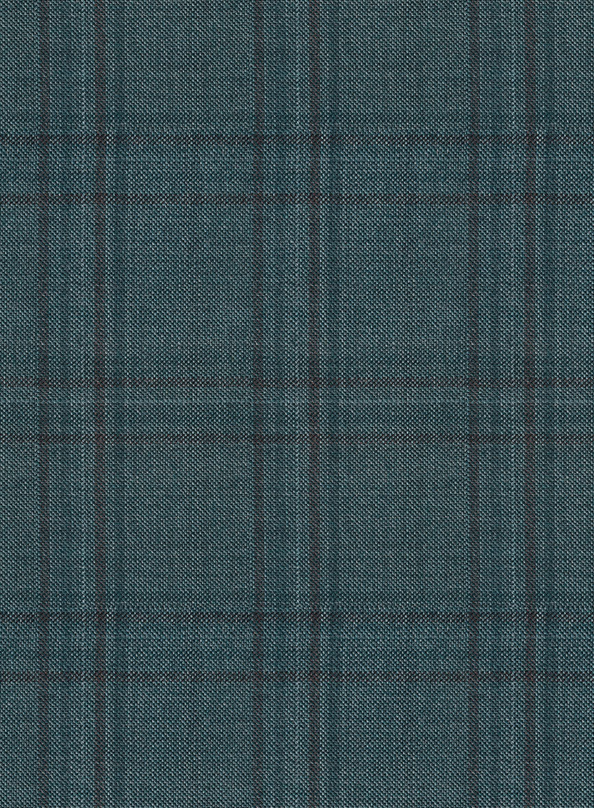 Reda Dark Teal Checks Wool Jacket - StudioSuits