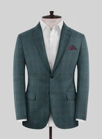 Reda Dark Teal Checks Wool Jacket - StudioSuits