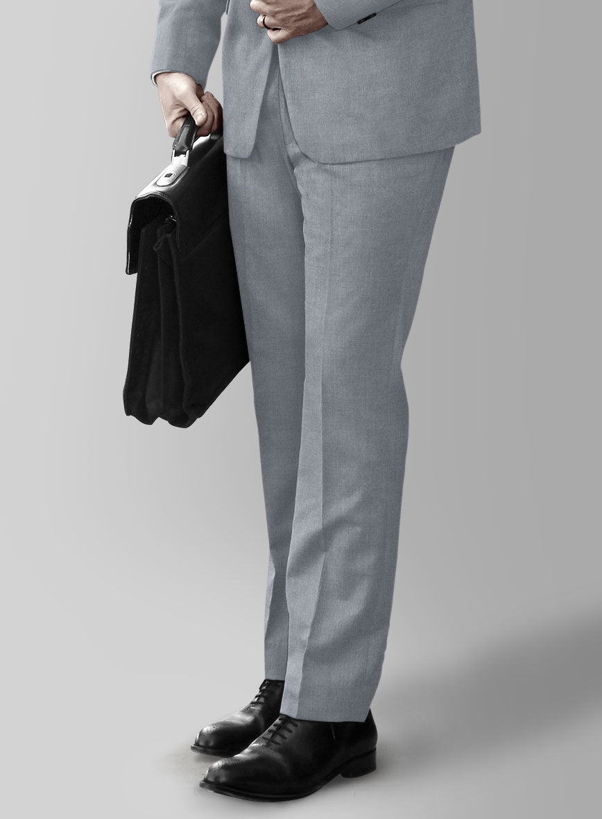 Reda Flexo Light Blue Gray Wool Pants - StudioSuits