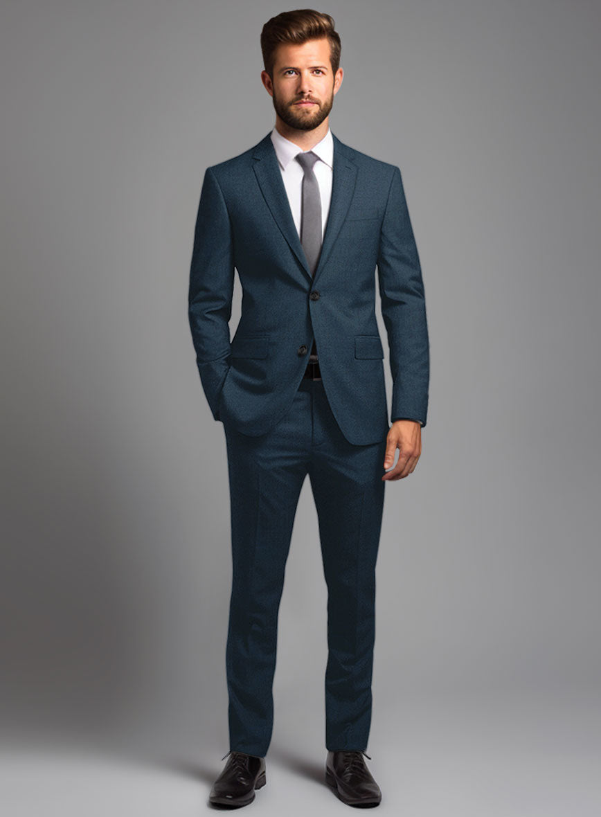 Reda Flexo Teal Blue Wool Suit - StudioSuits