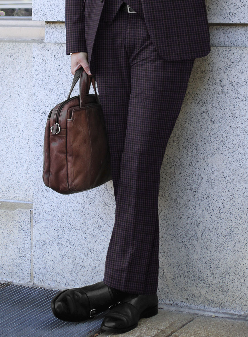 Reda Matio Purple Checks Wool Pants - StudioSuits