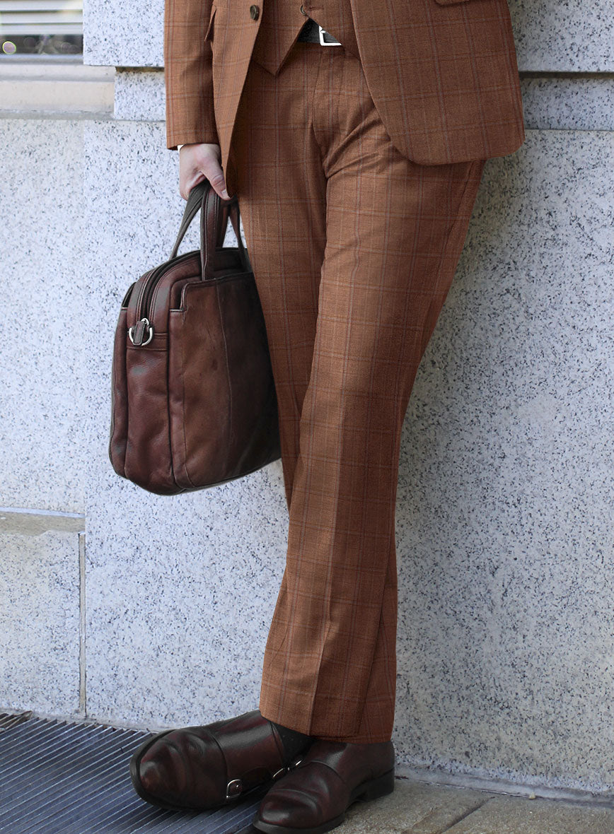Reda Pacivi Brown Checks Wool Pants - StudioSuits