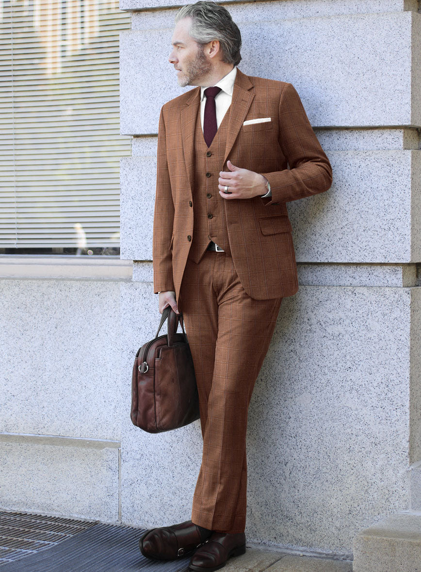 Reda Pacivi Brown Checks Wool Suit - StudioSuits
