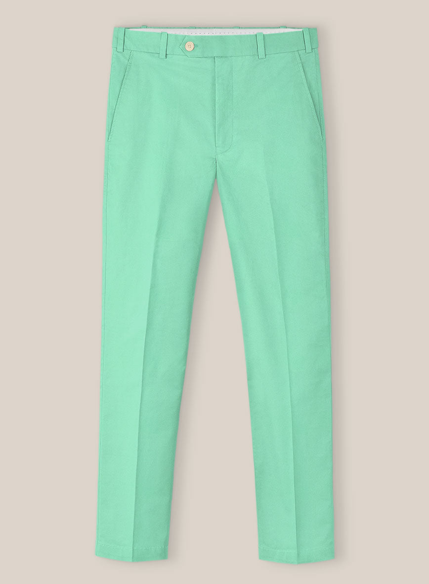 Scabal Pastel Green Cotton Stretch Pants - StudioSuits