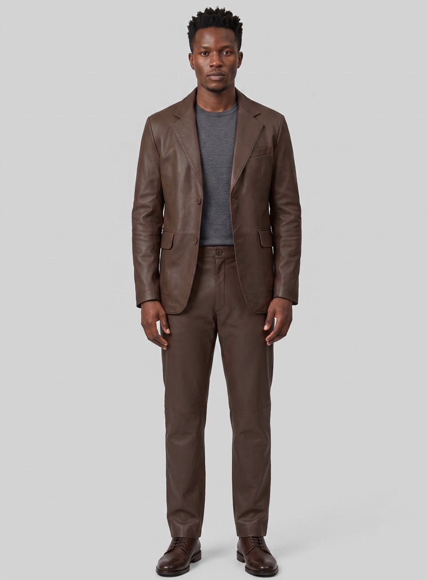 Scottish Brown Lambskin Leather Suit - StudioSuits