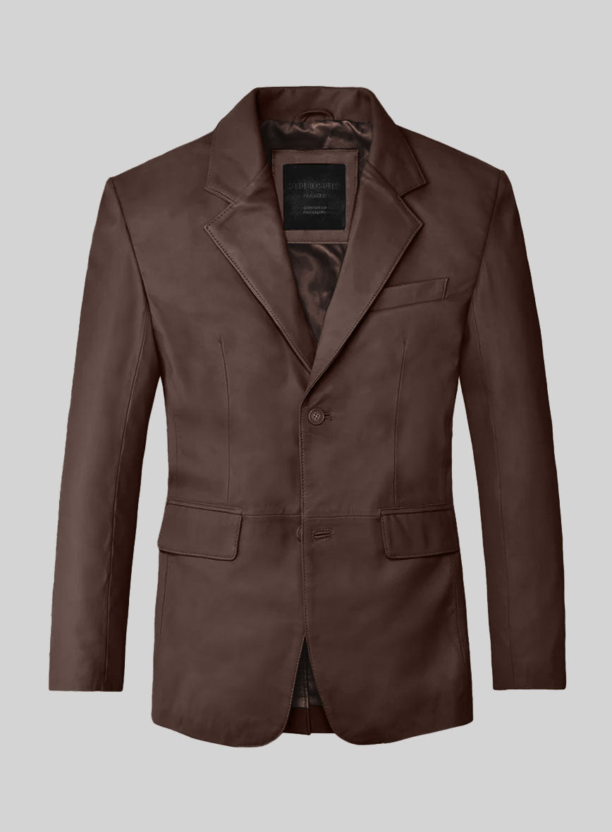 Scottish Brown Lambskin Leather Blazer - StudioSuits