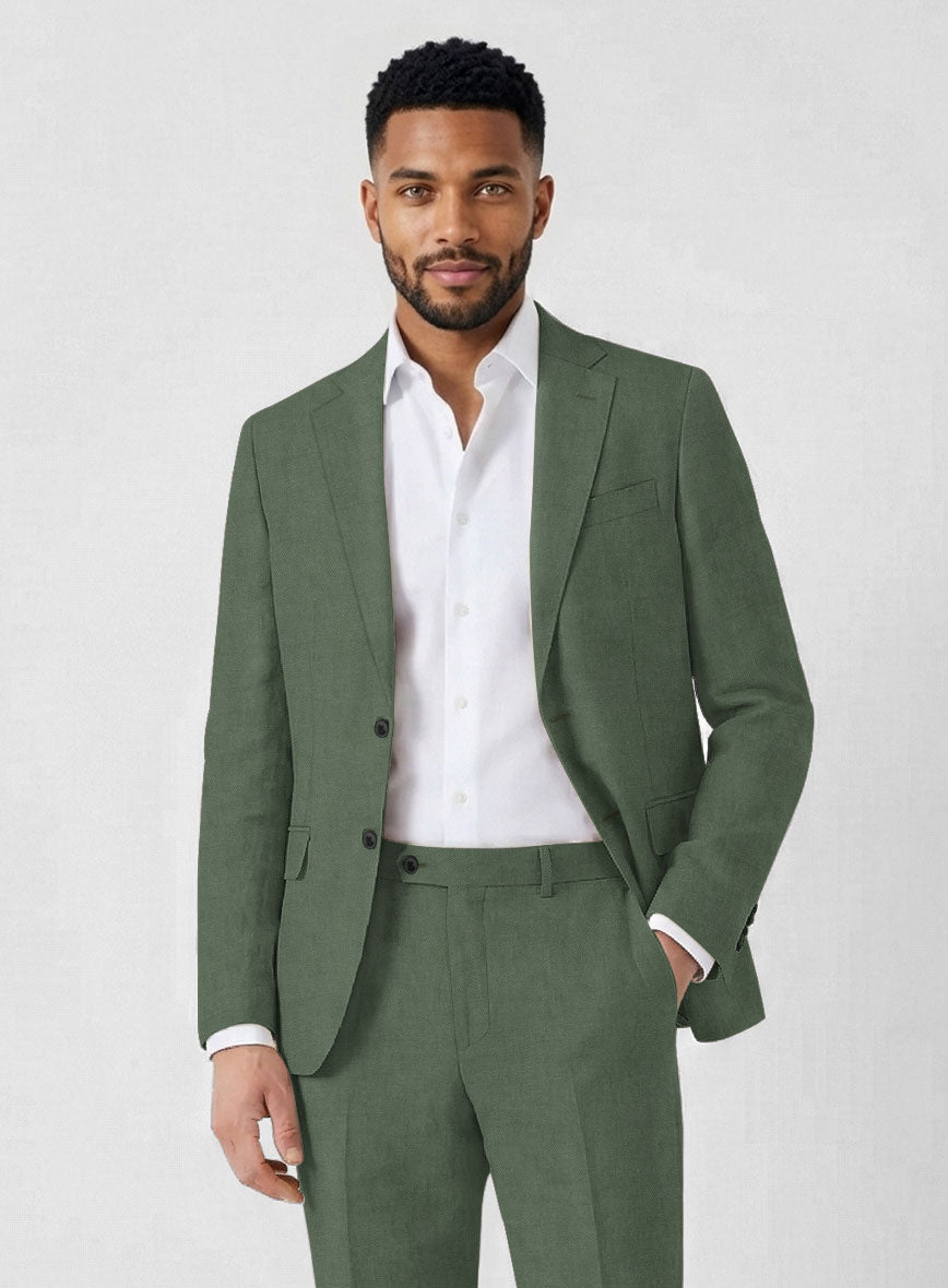Solbiati Art Du Lin Sage Green Linen Jacket - StudioSuits
