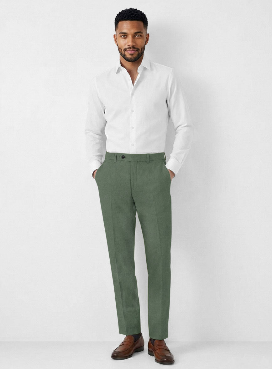 Solbiati Art Du Lin Sage Green Linen Pants - StudioSuits