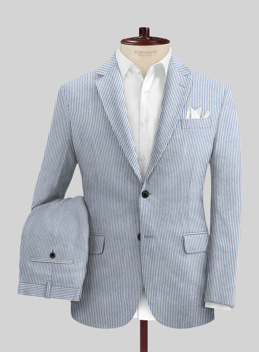 Solbiati Light Blue Seersucker Suit - StudioSuits