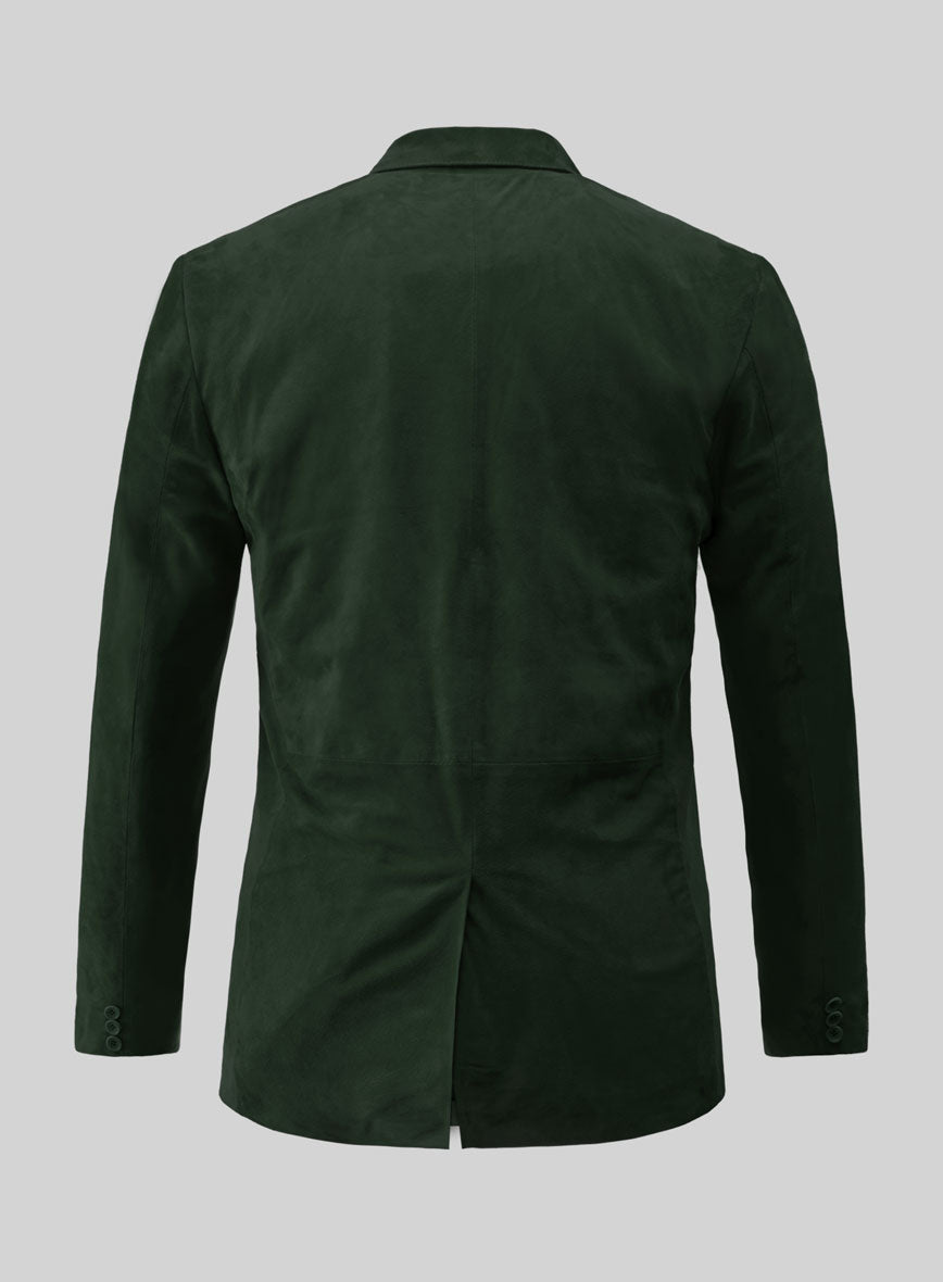 Timber Green Suede Leather Blazer - StudioSuits
