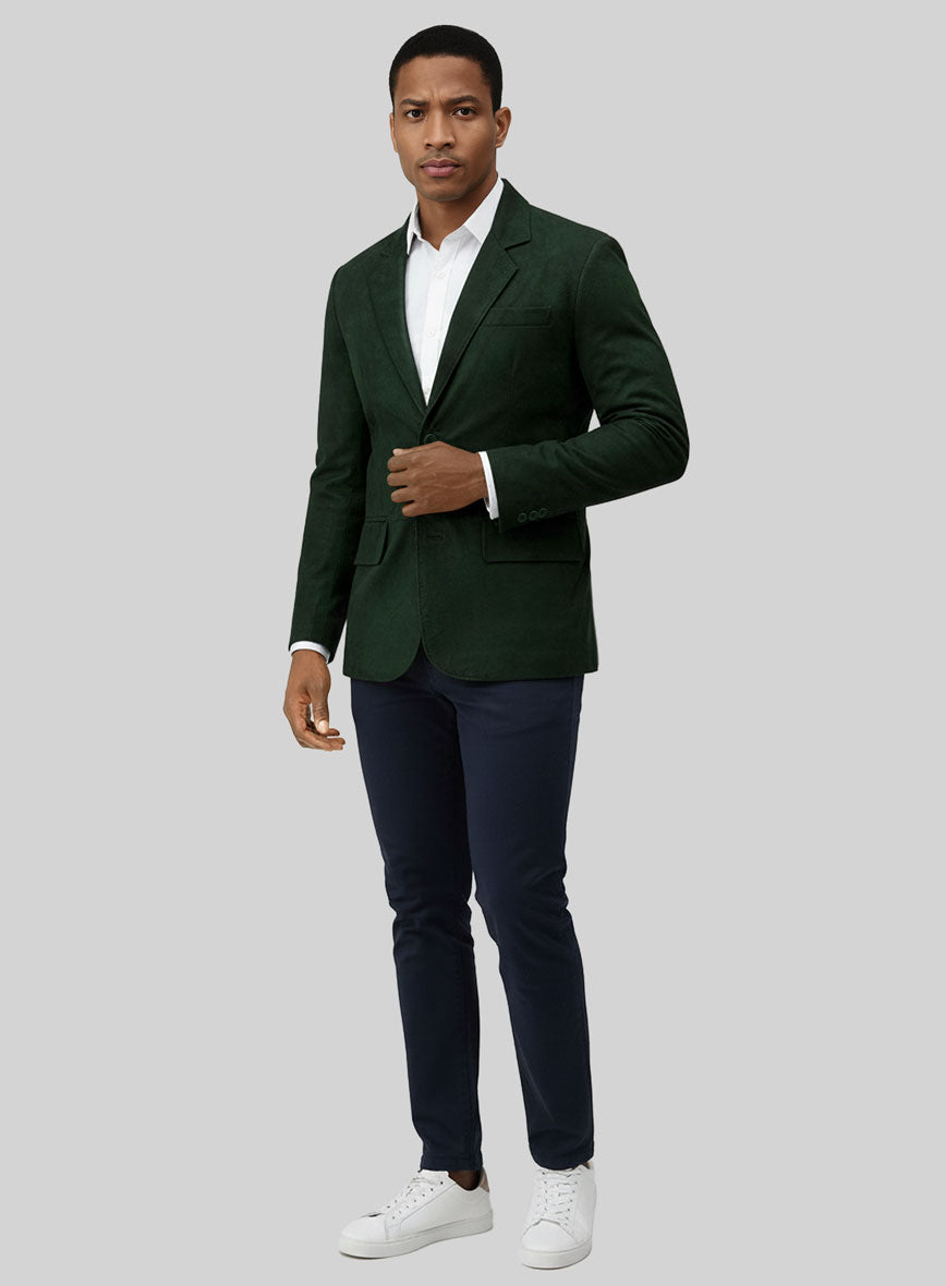 Timber Green Suede Leather Blazer - StudioSuits