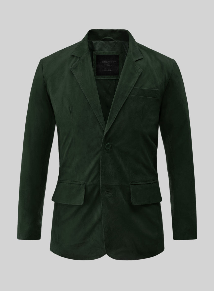 Timber Green Suede Leather Blazer - StudioSuits