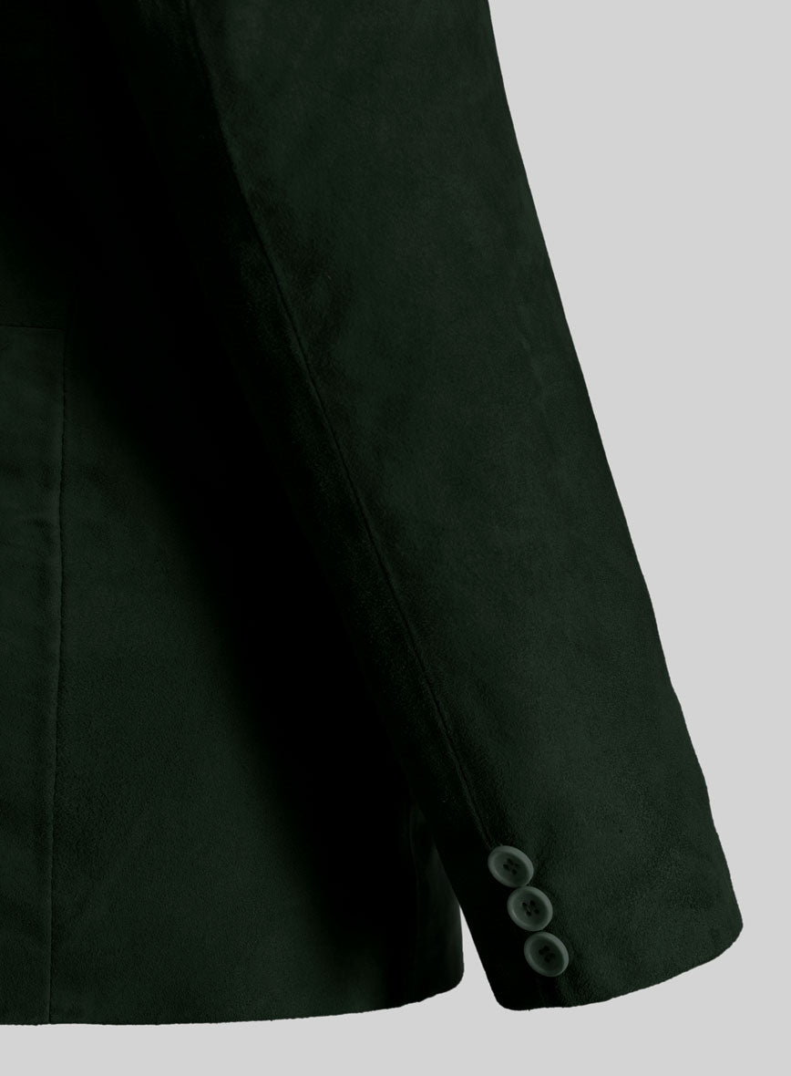 Timber Green Suede Leather Blazer - StudioSuits
