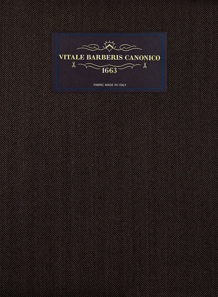 VBC Perennial Coffee Brown Herringbone Wool Pants - StudioSuits