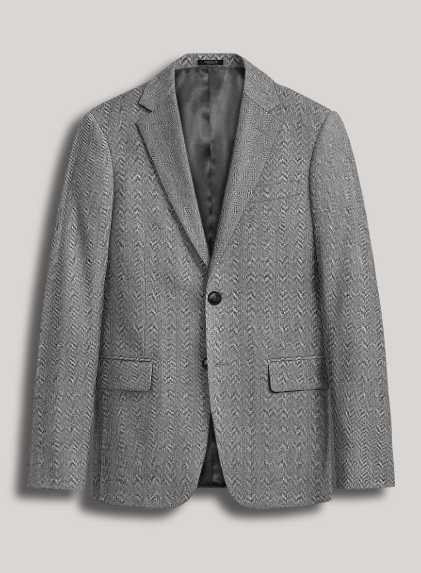 VBC Perennial Dove Gray Herringbone Wool Jacket - StudioSuits